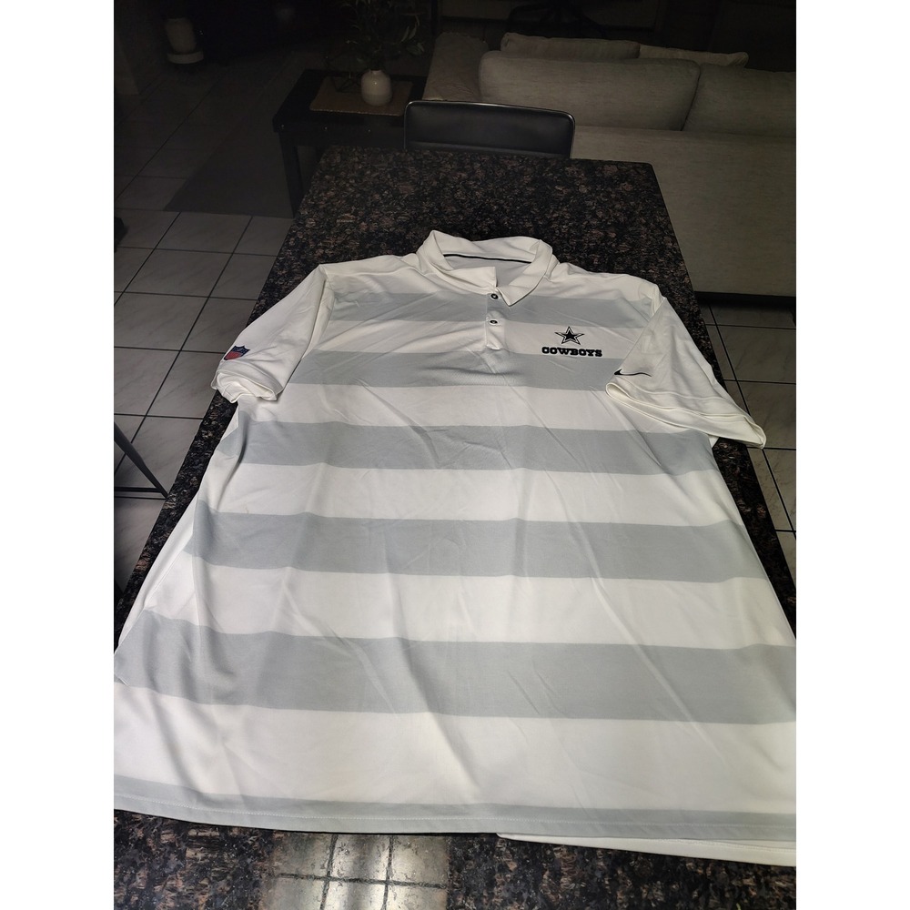 Nike NFL Dallas Cowboys Dri-FIT Polo Shirt Mens 3XL White Grey Striped Onfield